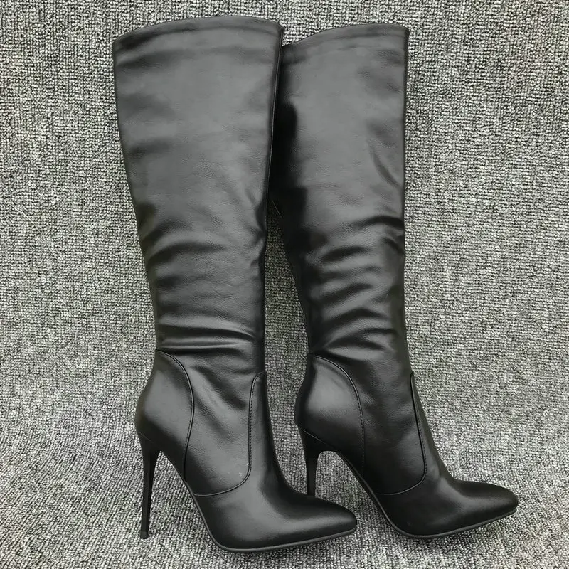 black winter knee high boots