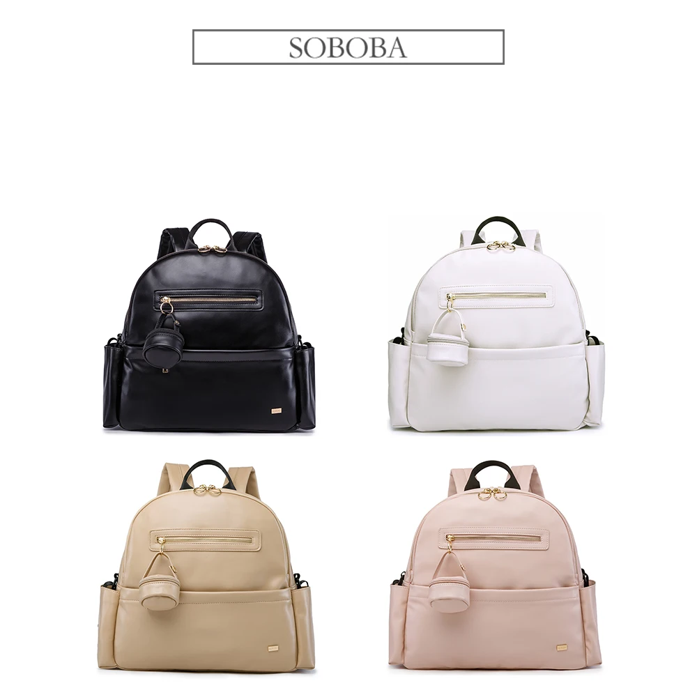 Soboba Diaper Bag for Newborn Baby Smooth Large Capacity Waterproof Nappy Changing Bag with Pacifier Bag Travel Diaper Backpack 6