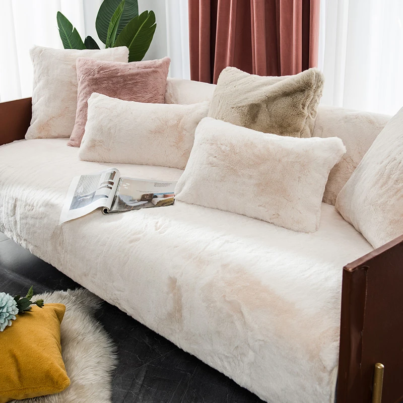 Funda de sofá de felpa cálida para invierno, cojín de piel sintética para  sala de estar, decoración nórdica para el hogar, funda protectora de  muebles|Funda de sofá| - AliExpress