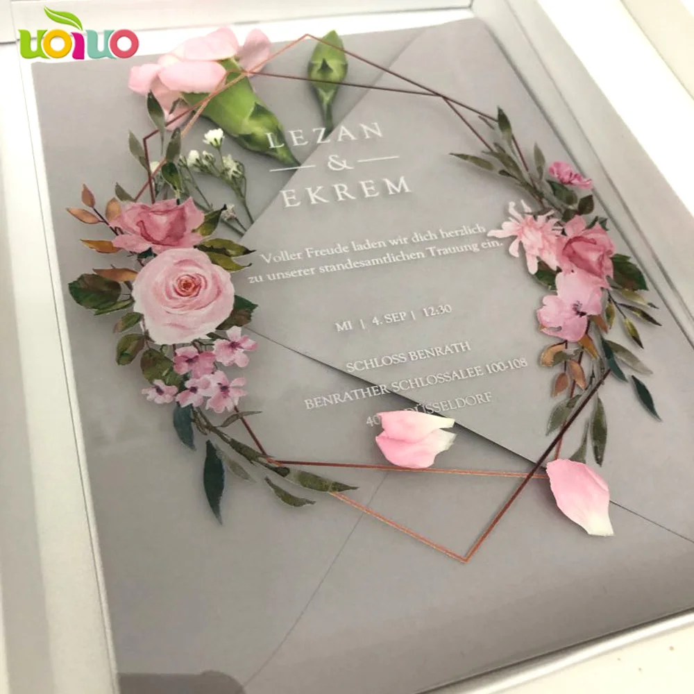  10pcs clear acrylic card with printed box custom acrylic wedding invitation card(other item on the  - 4.0003E+12