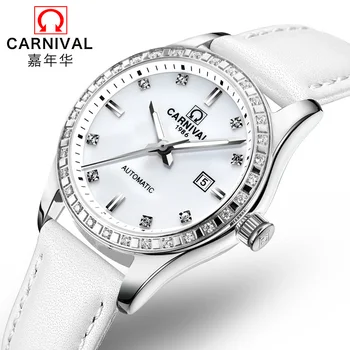 

2019 Women's Watch CARNIVAL Modern Fashion Women Automatic Machinery Luxury student Leather Ladies Waterproof Relogio femenino