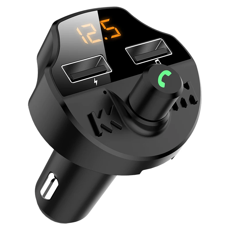 

Car FM Mp3 Player Bluetooth 5.0 Power-Off Memory T66 Dual USB Car Charger For 12-24v Car Support Noise Reduction TF Card