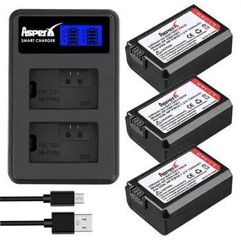 

3Pcs NP-FW50 NP FW50 FW50 Battery + LCD USB Dual Charger for Sony Alpha a6500 a6300 a7 7R a7R a7R II a7II NEX-3 NEX-3N NEX-5
