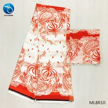 LIULANZHI Ribbon silk fabrics Fashion Printing african ribbon silk fabric red satin fabric 4+2yards ML8R06-ML8R16