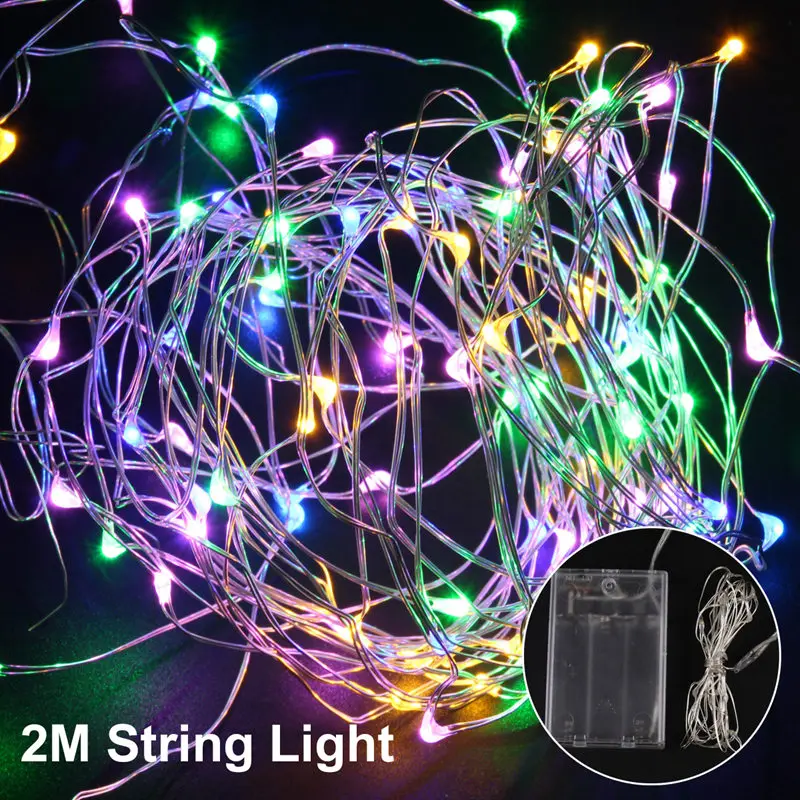 2m colour string 20LED Наружное освещение рождественнской елки украшения Рождественские украшения для дома Снеговик Лось Снежинка Рождественский кулон - Цвет: 2m colour string