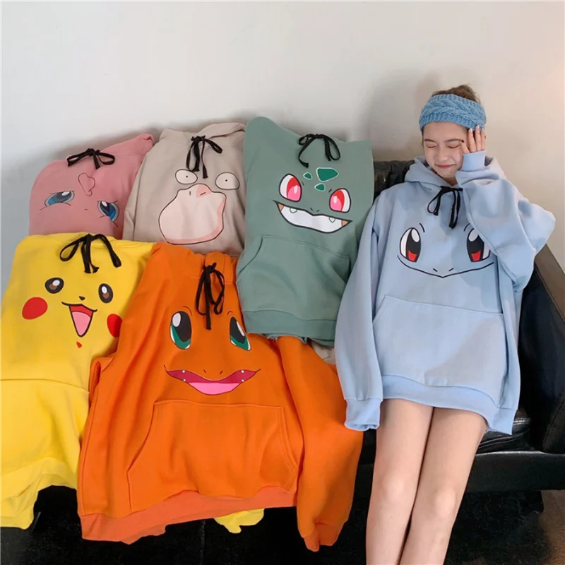 Amine Pokemon Hoodies Women Hip Hop Sweatshirt Girls Harajuku Long Sleeve Japan Hoodie Streetwear Cute Cartoon Hoodie Men Womens