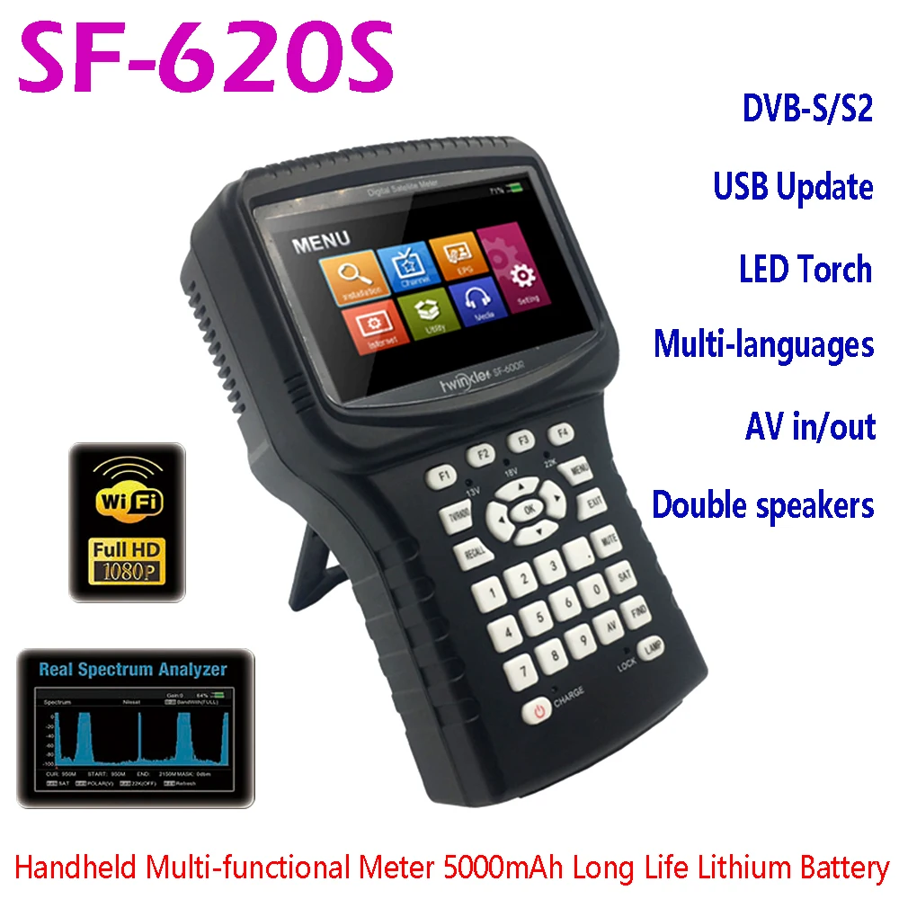 Горячая продажа HD Sat Finder 4 3 дюймовый анализатор спектра экрана USB WiFi Powervu CCTV камера