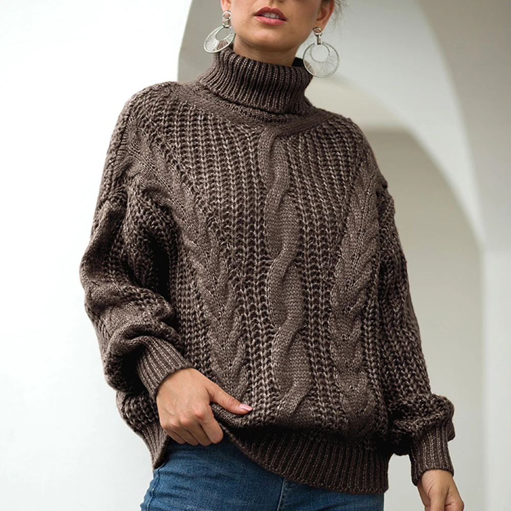 Осенне-зимний короткий свитер, Женский вязаный пуловер с высоким воротом, повседневный мягкий джемпер, Модный пуловер с длинным рукавом для женщин