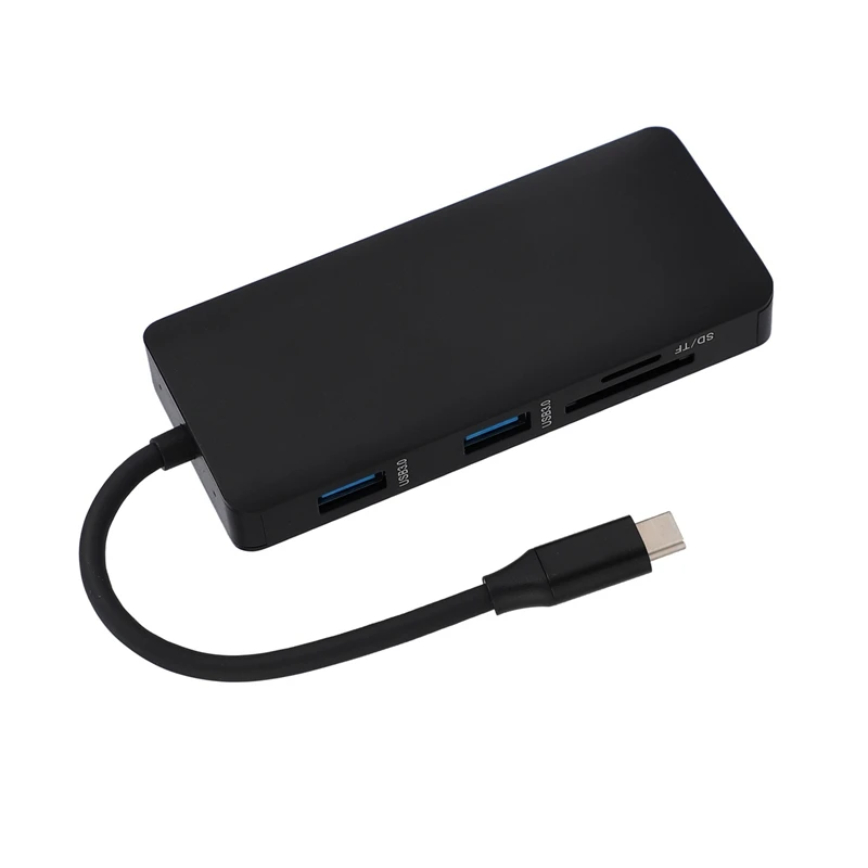 9 в 1 USB-C type C концентратор до 3,5 мм аудио микрофон 4K HDMI VGA RJ45 Lan адаптер USB 3,0 SD TF кард-ридер Тип C PD зарядный адаптер концентратор