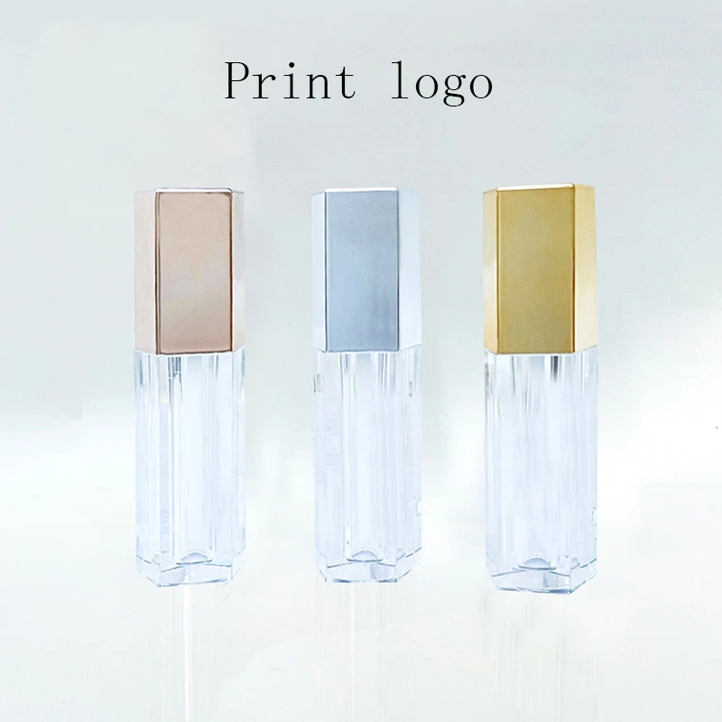 

Print Your Logo 50pc 5ml Pentagonal Empty Lipgloss Bottle DIY Lip Gloss Container Transprent Refillable Bottles Empty Gloss Tube
