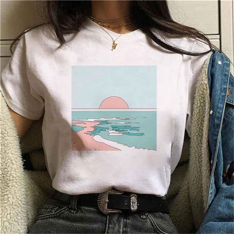 

Fashion Women Graphic Tee Shirt 2022 Fashion Short Sleeve Femme Top Tshirt Female O-Neck White 90s Hipster Tshirt XXXL