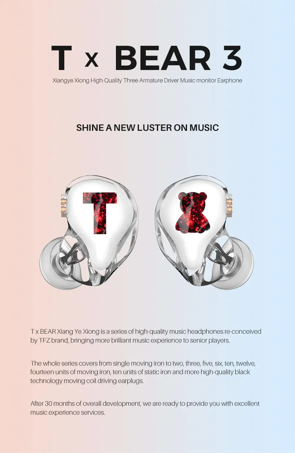 TFZ T x Bear 3 TxBear3 мониторные наушники TxBear 3 HIFI музыкальный монитор DJ Studio Наушники с высоким качеством Tri-Motion железная музыка