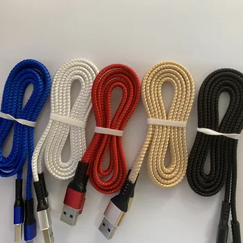 

100pcs/lot 1m 3FT Fast charging flat noodle usb c type c data sync charger cable for Samsung galaxy s8 s9 s10 lg
