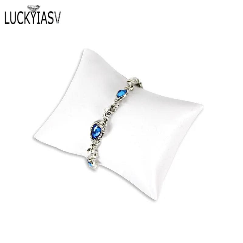 H8961adf655194175b9c111c7f21fe0230 Wholesale Jewelry Pillow Stand Velvet PU Leather Holder Organizer Bracelet Case Bangle Anklet Watch Display Photography Prop