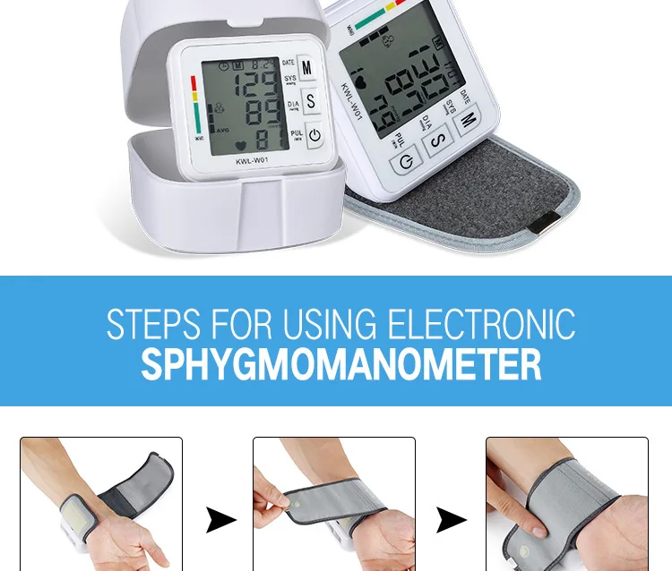 Медицинский прибор для измерения артериального давления на запястье, сфигмоманометр, светодиодный измеритель частоты сердечных сокращений, функция голосовой связи