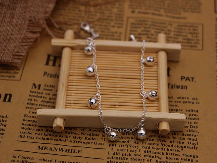 

Hot Selling Green Copper Silver-plated Anklet Fashion Korean-style Cute Small Bell Hipster Foot Ornaments