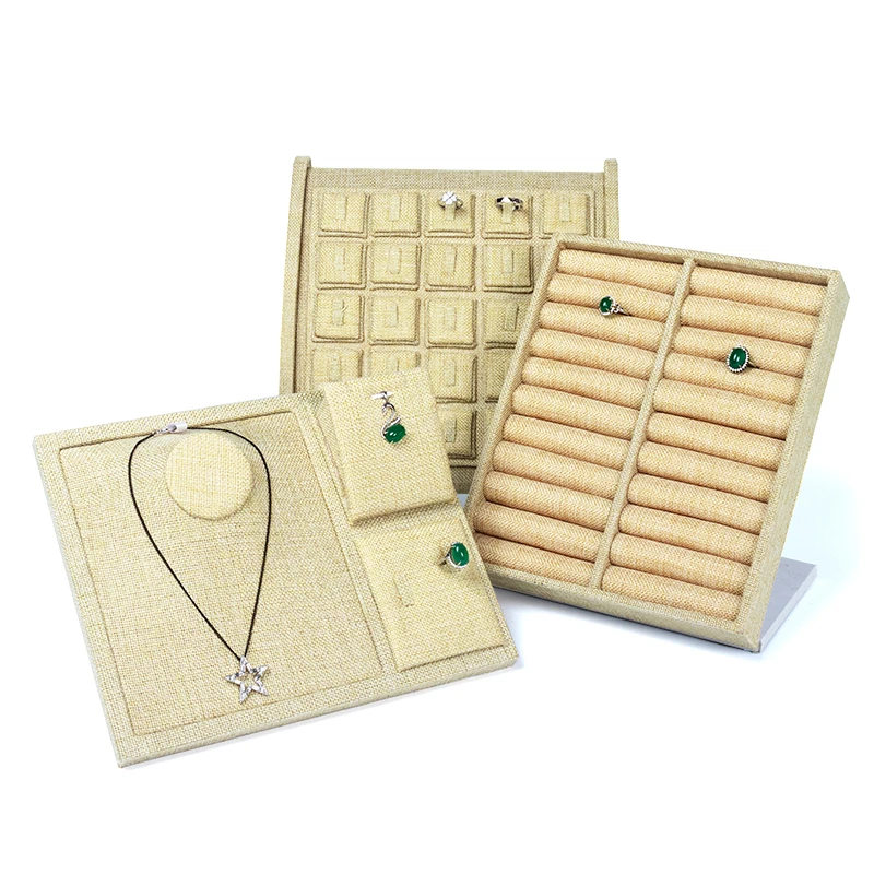 The New Listing Women And Girls 10 Hook Necklace Pendant Bracelet Jute Woven Multifunction Display Stand