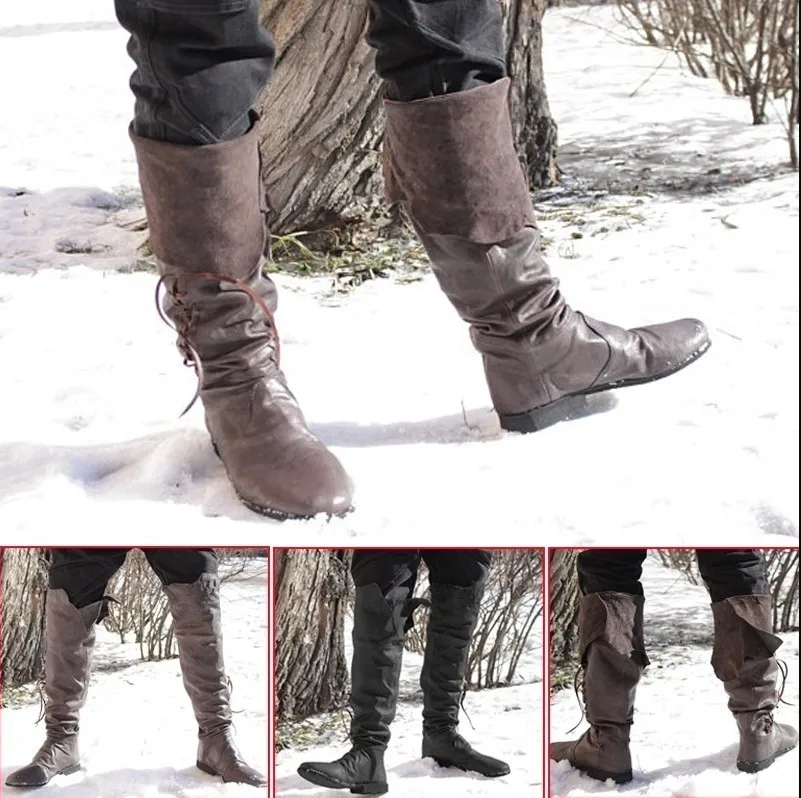 

Cosplaydiy Men's Medieval Leather Shoe Middle Ages Ankle Boots Victorian Renaissance Boot Shoes