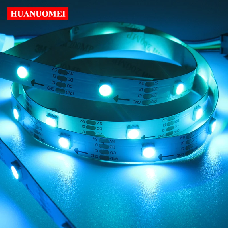 1 м 5 в 30 светодиодный s APA107 Программируемый RGB светодиодный светильник APA102 5050 SMD цифровая гибкая лента, 5 м/рулон, белая печатная плата, не Водонепроницаемая IP20