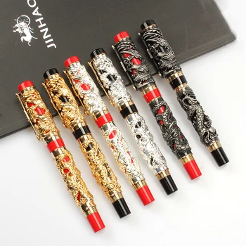 

jinhao Relief Dragon fountain pen silver golden Gun gray color classic office metal School Student Office Gifts Stationery