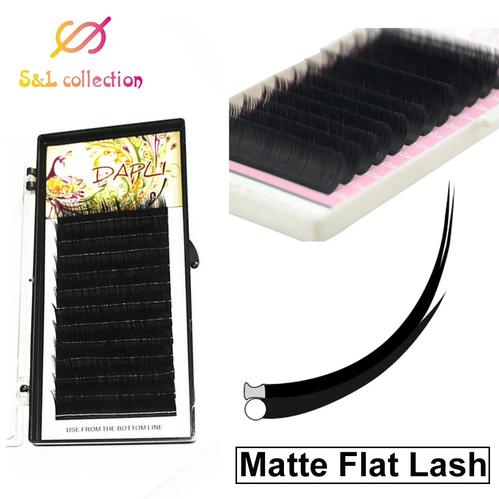 

12rows/case Ellipse Flat False Eyelash Extension flat mink cilia eyelashes Faux Mink Ellipse eyelashes Matte