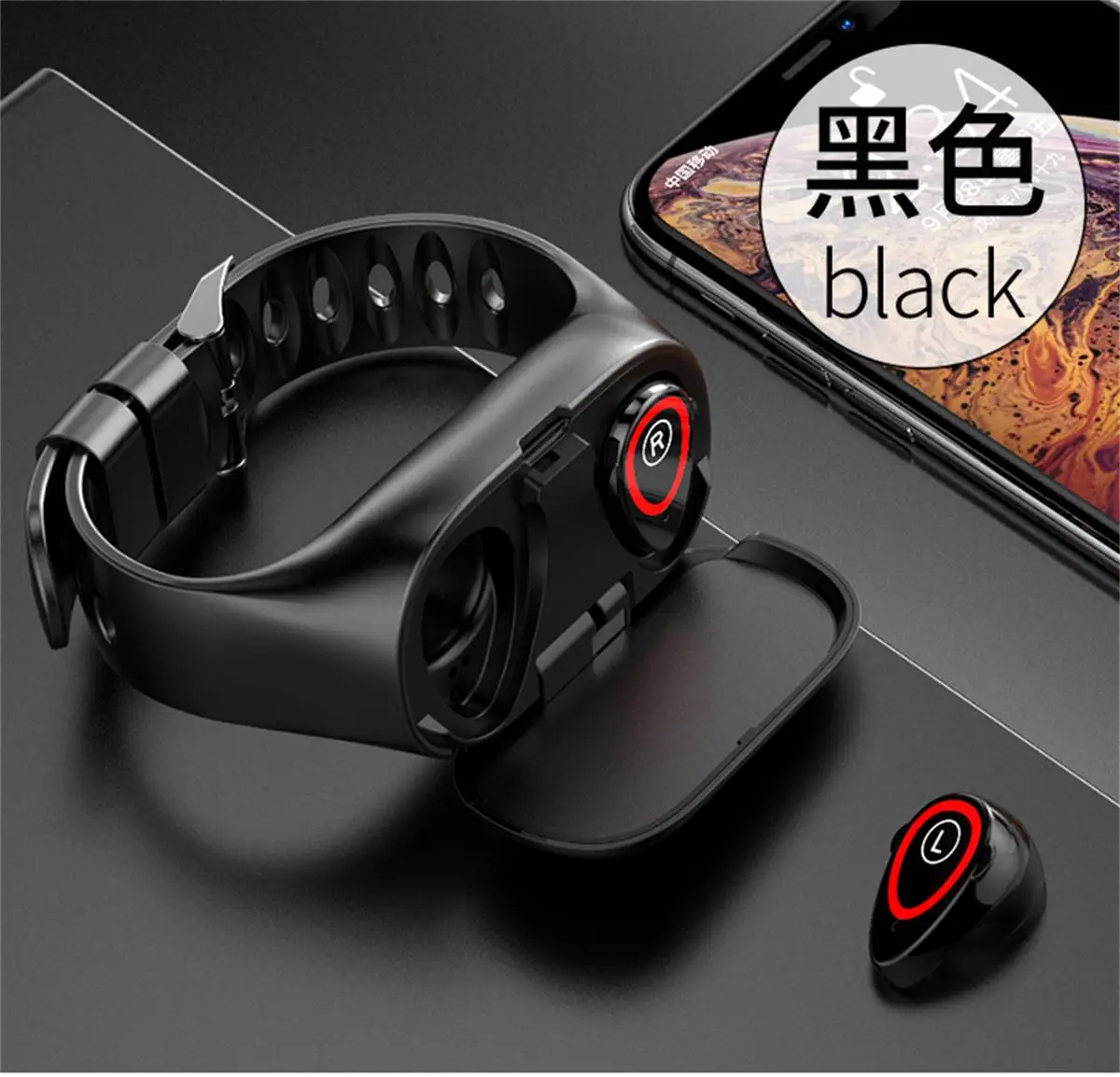 M1 color screen smart bracelet Bluetooth headset 2 in 1 wristband sleep heart rate blood pressure monitor with music headphones