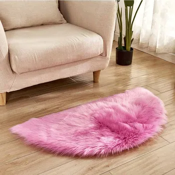

Pink semi-circular sofa Carpet Nordic Ins Style Skin Fur Plain Fluffy Area Gradient Colorful Rug For Living Room Bedroom Rugs Fur Mats Large Size Hanging Basket Mat Living Room Bedroom Winter cold-proof cushion
