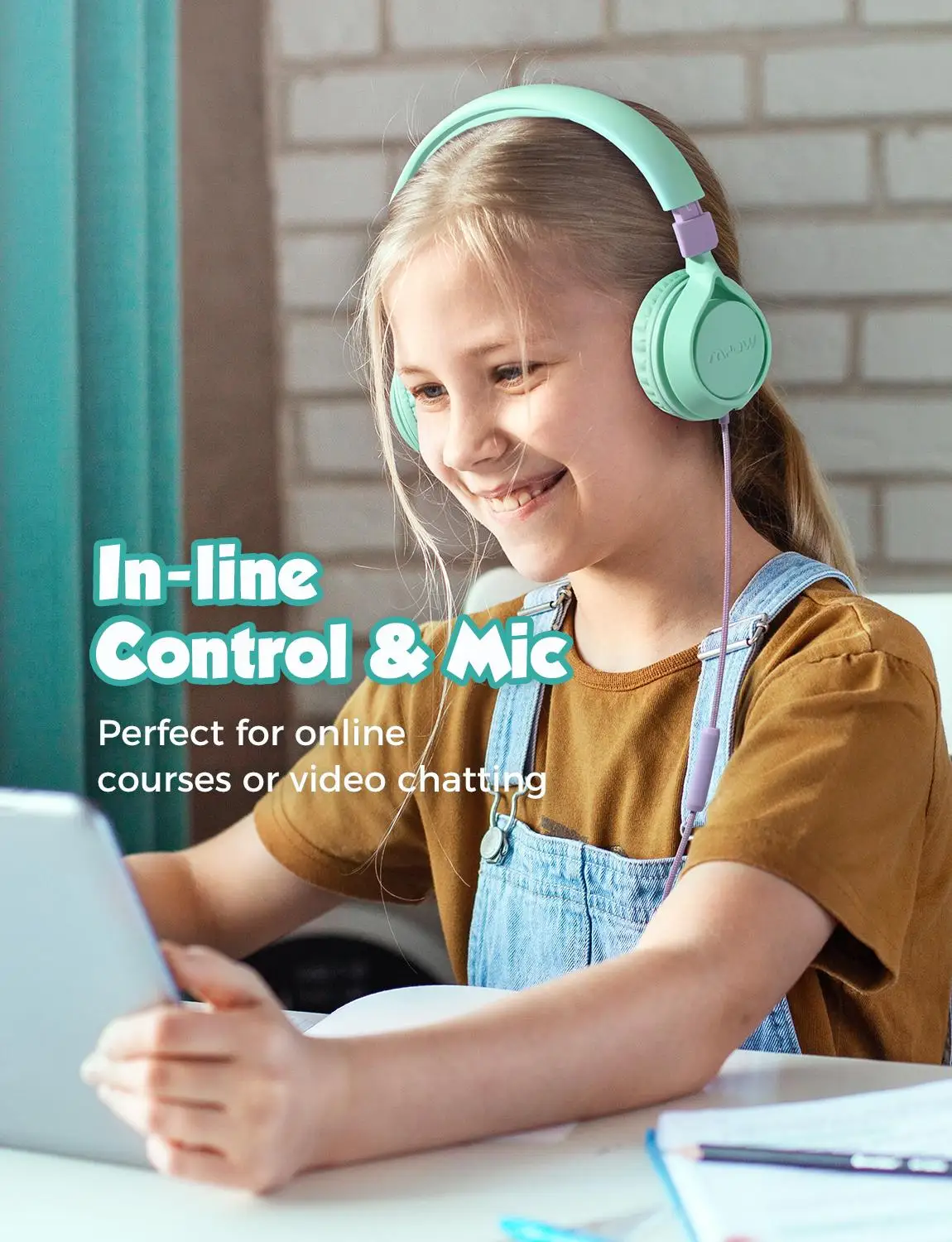 Mpow CHE1 Pro Wired Kids Headphones With Mic 85 94 Volume Limited Soft Earpad Lightweight For Online Study Music PC Pad Phones