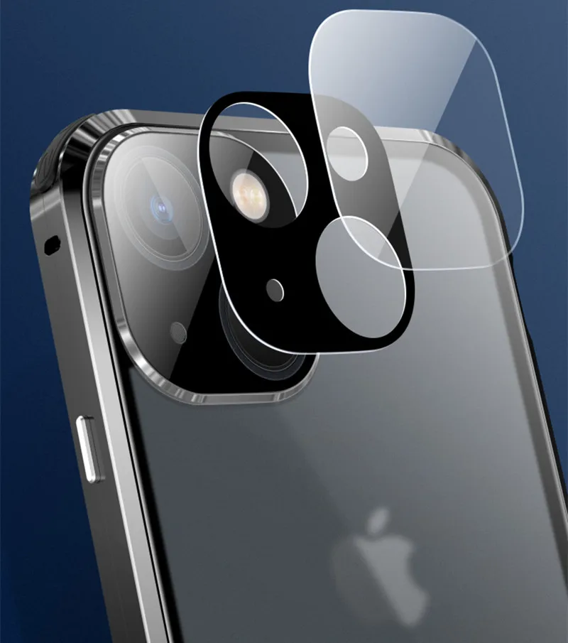 Luxury Metal Bumper Magnetic Flip Case for Apple iPhone 13 Pro Max 12 Alloy Armor Full Temerped Glass Protector Phone Cover