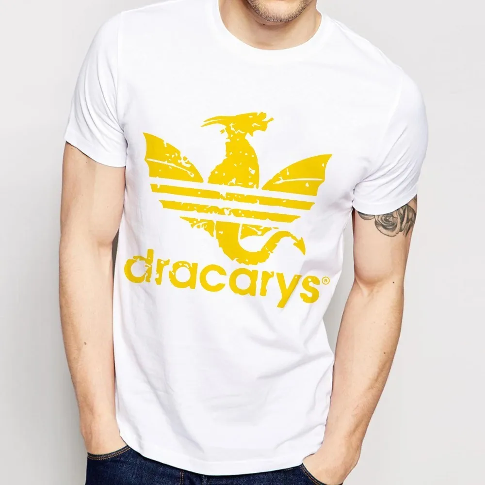 white Daenerys Dragon Dracarys забавная Футболка мужская летняя новая белая винтажная Повседневная футболка унисекс homme Harajuku - Цвет: white