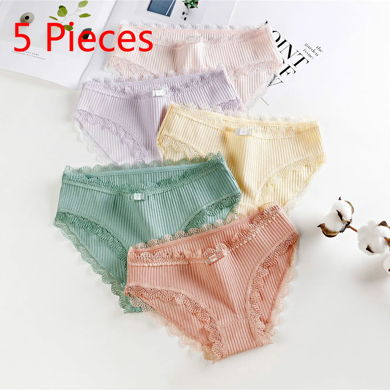 

Womens 5 Pieces Lot Lace Panties Underwear Panties Women Girls Ladies Cotton Lace Briefs Underwear Women Womens Panties 5 Pieces