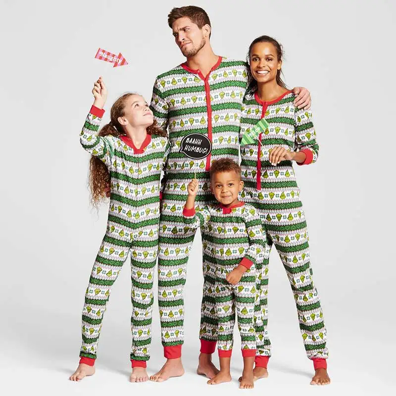

Familie Kerst Pyjama Romper Vader Moeder Kinderen Baby X'mas Rendier Jumpsuit Familie Vader Moeder Bebes Nachtkledij 33F