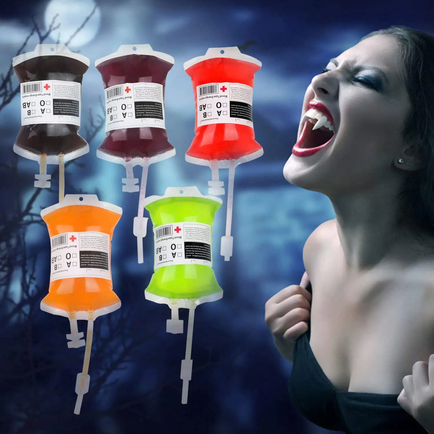 5 X Halloween Clear Blood Energy Drink Pouches
