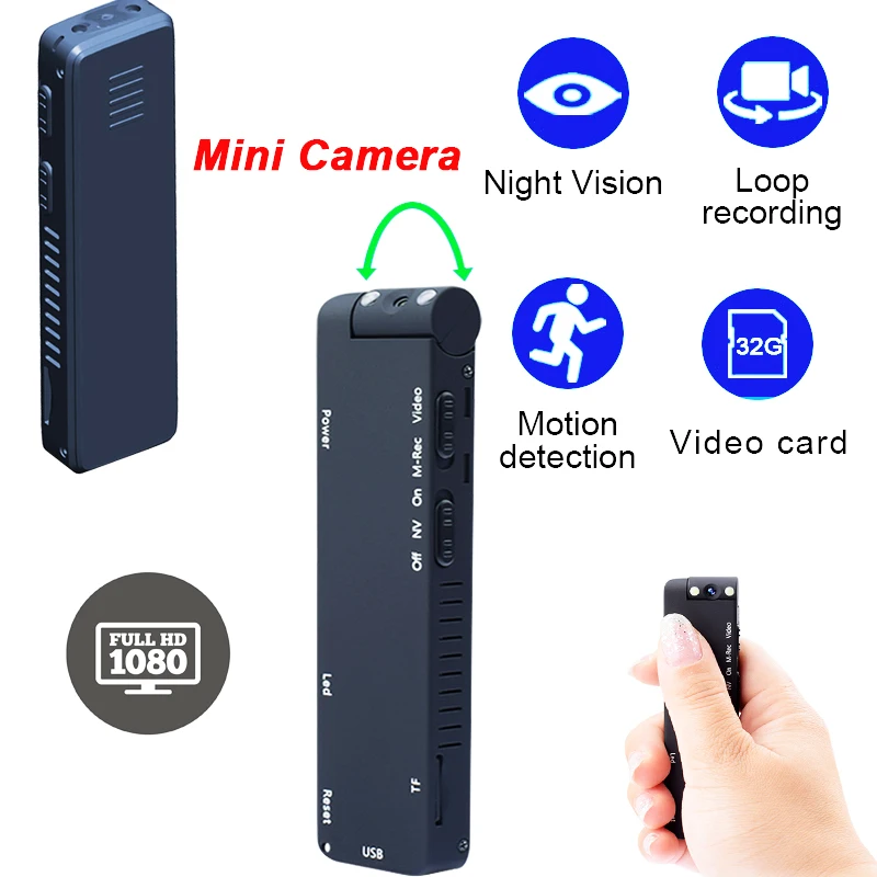 MD14 1080P HD IR Cam DV DVR Night Vision Mini Camera Record Hidden Camcorder 