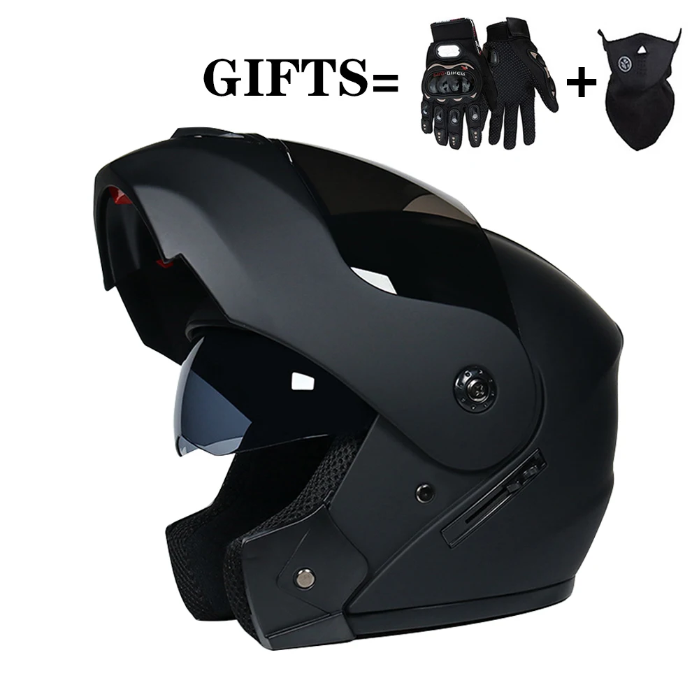 

2 Gifts Unisex Racing Motocross Helmets Modular Dual Lens Motorcycle Helmet Full Face Safe Helmet Flip Up Cascos Para Moto
