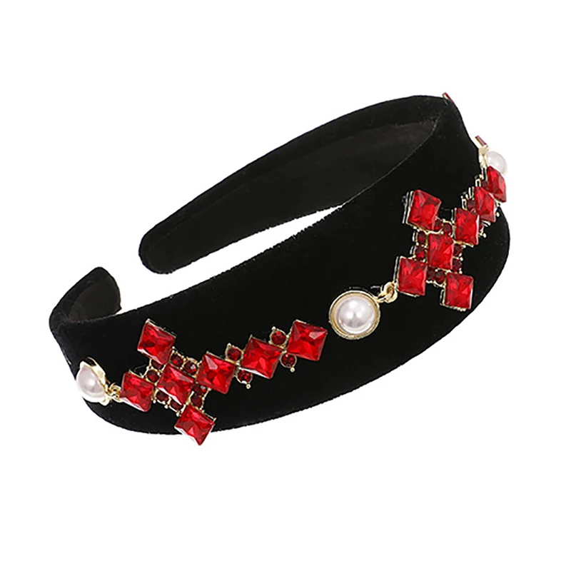 

ZHINI Retro Thick Women Wide Hairband Headband Knitted 2020 New Handmade Imitation Pearls Headband for Girl Statement Jewelry