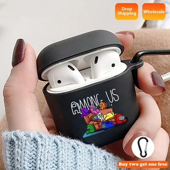 

Silicone Matte Black Cover For Apple air pods 1 2 Case Wireless Earphone Accessories Airpod pro Case Cartoon Among Us Game Funda