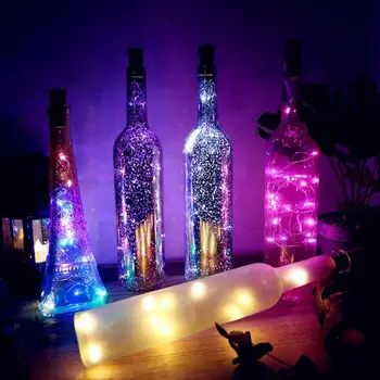 

1/2M 10/20 LEDS Wine Bottle Lights Cork Garland DIY LED Cork Shape Silver Copper Wire Colorful Fairy Mini String Lights
