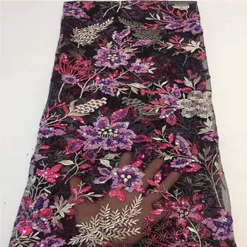 

FREE SHIPPING! African French Lace with sequins,Big French lace,African Lace fabric,embroidery lace,5y/ LOT FUCHSIA K-L1223C