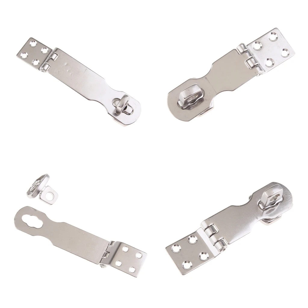 4 packs 97mm/63mm Padlock Hasp Door Clasp Gate Lock Stainless Steel Twist Knob for Door Window Security