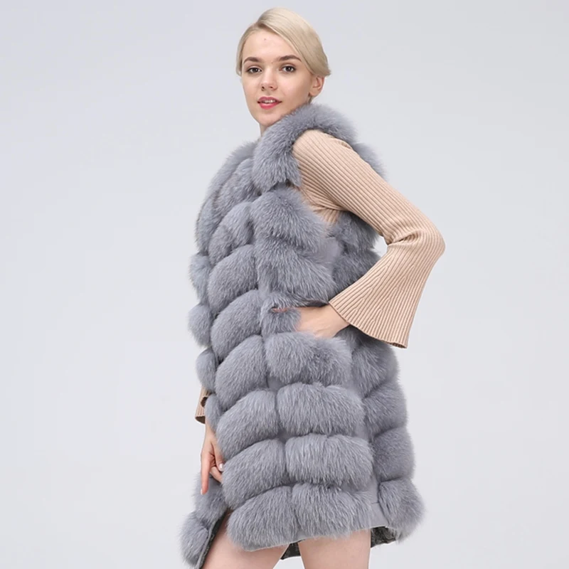 Новинка, жилет из натурального Лисьего меха, куртка из натурального Лисьего меха, пальто высокого качества, зимняя модная теплая куртка без рукавов для женщин