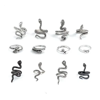 

1Pcs Stereoscopic New Retro Punk Exaggerated Snake Ring Fashion Personality Snake Opening Adjustable Ring Jewelry As Gift Rings