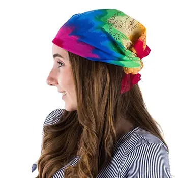 

Adult Kids Summer Square Bandana Headband Radial Rainbow Tie-Dye Hip Hop Sport Headwrap Neck Scarf Gay Pride Accessory Wristband
