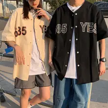 Chemise à manches courtes pour hommes, uniforme de Baseball d'été surdimensionné ample, Tops numériques imprimés classiques japonais, manteau à la mode pour hommes