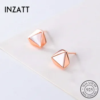 

INZATT Real 925 Sterling Silver Triangle Stud Earrings For Fashion Women Party Bohemian Fine Jewelry Geometric Accessories