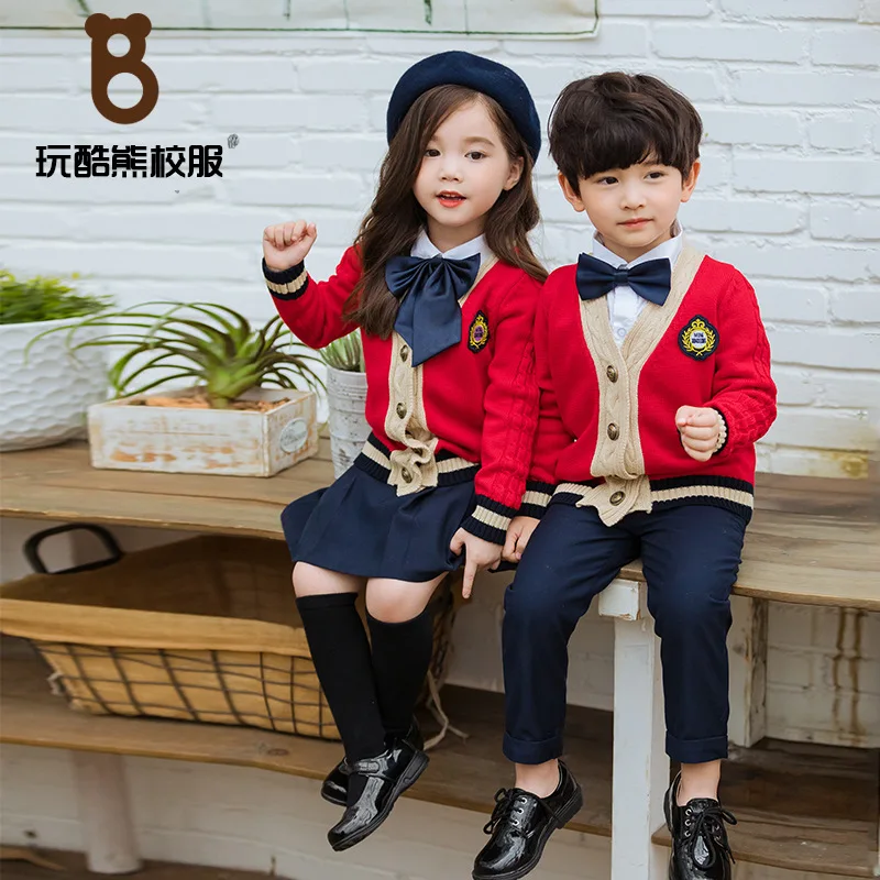 

Play Cool Bear Primary School STUDENT'S School Uniform Customization 5 Children Sweater Cardigan Combo 8 Kindergarten Suit Sprin