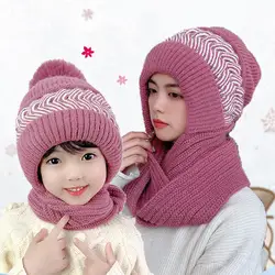 2 In 1 Thicken Scarf Hood Cartoon Hat Winter Warm Soft Thickening Conjoined Cap Winter Warm Glove