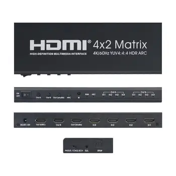 

For HDMI 2.0 4X2 Array Support 4K/60 YUV4:4:4 HDR ARC Infrared Remote Control Without Battery