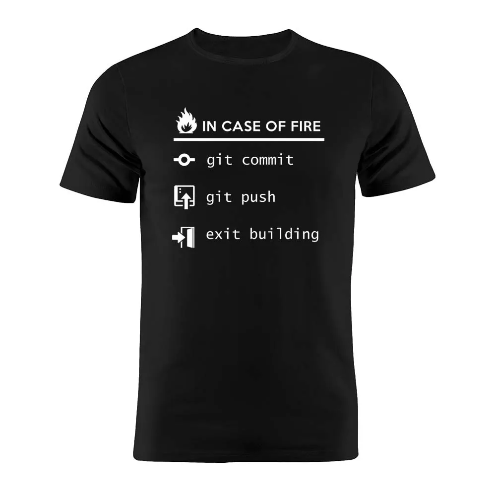 Camiseta Unisex de algodón para 100%, programador codificador, broma en caso de fuego, Git Commit, divertida, minimalista, obra artística para regalo