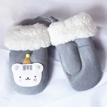 Детские перчатки для маленьких девочек и мальчиков; зимние Утепленные Рождественские перчатки для детей с милым рисунком; теплые вязаные варежки; перчатки